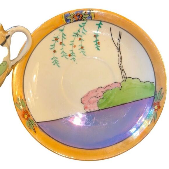 VINTAGE TT-Takito HAND PAINTED EGG SHELL TEA CUP & SAUCER JAPAN Lusterware Pagod - Picture 11 of 11